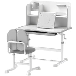 Set Banco e Sedia per Bambini Regolabili Cassetto e Scaffale Grigio - Aiyaplay