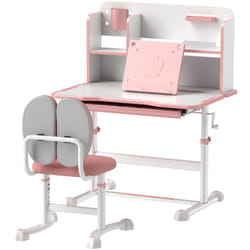 Set Banco e Sedia per Bambini Regolabili Cassetto e Scaffale Rosa - Aiyaplay