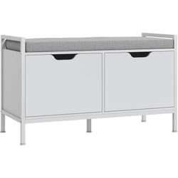 Mobile Scarpiera a 2 Armadietti con Cuscino 84x35x50 cm Bianco - Homcom