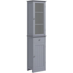 kleankin Colonna Bagno Salvaspazio con Armadietto, Cassetto e Ripiani Grigio