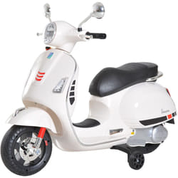 Homcom - Scooter Elettrico per Bambini 3-6 Anni Vespa 6V con Suoni e Luci Bianco