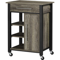HOMCOM Carrellino da Cucina con Cassetto Mensole Armadietto 4 Ruote 60x50x84.5cm