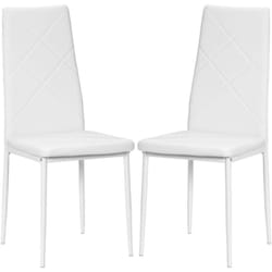 Set di 2 Sedie da Cucina con Schienale Alto Finta Pelle e Acciaio Bianco - Homcom