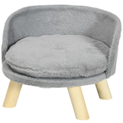 Divanetto per Cani Rotondo con Cuscino Ø40.5x33 cm Grigio e color Legno - Pawhut