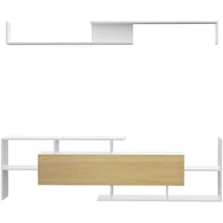 Homcom - Mobile tv Moderno con Mensola e Armadietto Bianco e Legno