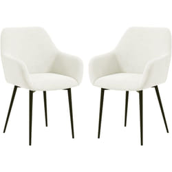 Set 2 Sedie da Cucina Stile Nordico Vellutato con Braccioli Crema - Homcom