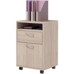 Cassettiera Portadocumenti con Ripiano Aperto e 2 Cassetti Rovere - Homcom