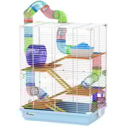Pawhut - Gabbia per Criceto in Metallo e Plastica a 5 Livelli Blu