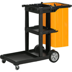 Homcom - Carrello Multiuso a 3 Ripiani con Ganci e Sacco 100L Nero Giallo Grigio
