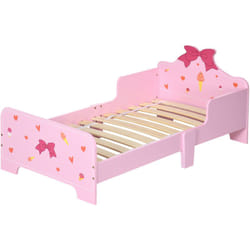 Lettino per Bambini con Fantasia a Fiocchi e Sponde Età 3-6 Anni, Rosa - Zonekiz