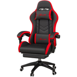 Vinsetto - Sedia da Gaming Altezza Regolabile Reclinabile e Poggiapiedi Nero Rosso