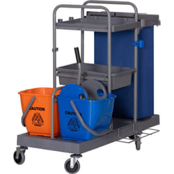 Homcom - Carrello per Pulizie a 3 Ripiani con Sacco per Immondizia e Strizzatore