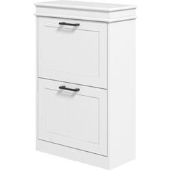 HOMCOM Scarpiera Moderna Compatta con 2 Cassetti per 10 Paia di Scarpe Bianco