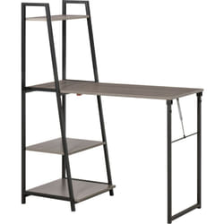 Scrivania Pieghevole Salvaspazio e 4 Ripiani Metallo Nero e Legno Grigio - Homcom