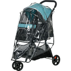 Pawhut - Passeggino Animali Pieghevole 3 Ruote con Copertura Antipioggia Verde