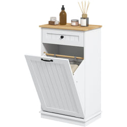Homcom - Mobiletto Bagno con Cesto Porta Biancheria in Tessuto e Cassetto Bianco