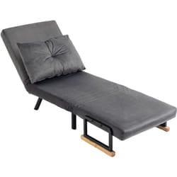 Homcom - Poltrona Letto con Schienale Reclinabile in 5 Posizioni Grigio Scuro