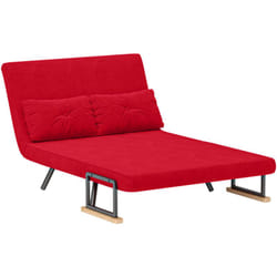Homcom - Divano Letto Vellutato con Schienale Regolabile su 5 Livelli Rosso