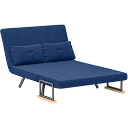 Homcom - Divano Letto Matrimoniale Vellutato con Schienale Regolabile Blu