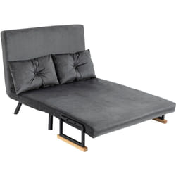 Homcom - Divano Letto Matrimoniale Vellutato con Schienale Regolabile Grigio Scuro