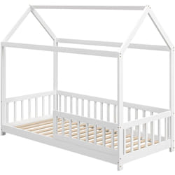 Letto a Casetta per Bambini in Legno di Pino 96x195x165 cm Bianco - Homcom