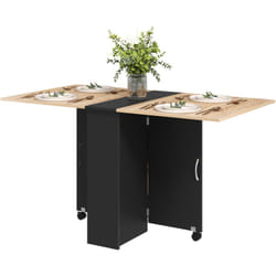 Tavolo Allungabile 4-6 Persone Ruote e Ripiani 140x75x74cm Rovere e Nero - Homcom