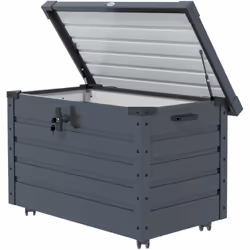 Descrizione: Questo robusto baule da esterno Outsunny in metallo sarà il tuo supporto ideale per riporre i tuoi oggetti in gi ...