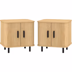 Descrizione: Accogli l'eleganza del design nordico con il nostro set di comodini HOMCOM. Le ante a serranda e il loro meccani ...