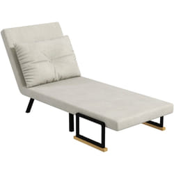 HOMCOM Poltrona Divano Letto 3 in 1 Reclinabile e Vellutata Bianco Crema