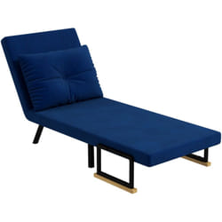 Homcom - Poltrona Divano Letto 3 in 1 Reclinabile e Vellutata Blu