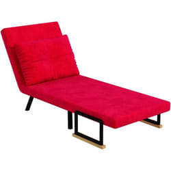 Homcom - Poltrona Divano Letto 3 in 1 Reclinabile e Vellutata Rosso
