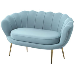 Divanetto 2 Posti in Stile Industrial Chic Effetto Velluto Azzurro - Homcom