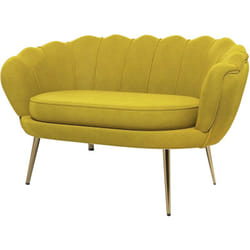 HOMCOM Divanetto 2 Posti in Stile Industrial Chic Effetto Velluto Giallo