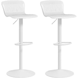 Set 2 Sgabelli Bar con Schienale e Altezza Regolabile Plastica Bianco - Homcom