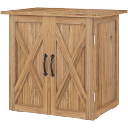 Outsunny - Casetta per Attrezzi in Legno a 2 Ante con Maniglie 77x55x72cm Marrone