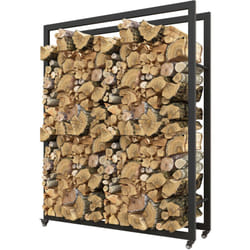 Outsunny Portalegna da Interno ed Esterno in Metallo 4 Ruote 120x32x151cm Nero