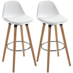 Set 2 Sgabelli Alti Stile Scandinavo con Schienale, Cuscino e Poggiapiedi - Homcom