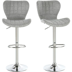 Set 2 Sgabelli da Cucina Altezza Regolabile e Schienale in Tessuto Grigio - Homcom