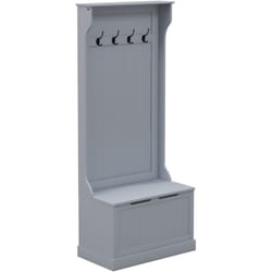 Homcom - Appendiabiti da Ingresso con 4 Ganci e Panca Contenitore in Legno Grigio