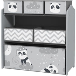 Mobile Portagiochi per Bambini con 6 Contenitori in Tessuto Grigio - Zonekiz