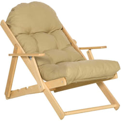 Sedia con Braccioli e Cuscino Imbottito Pieghevole Marrone Chiaro - Homcom