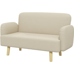 HOMCOM Divano Moderno 2 Posti Effetto Velluto con Imbottitura Spessa Crema