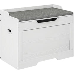 Cassapanca in Legno da 103L con Cuscino in Tessuto 75x40x56cm Bianco - Homcom