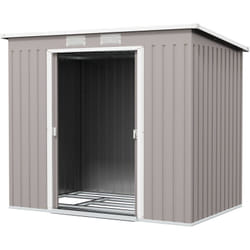 Capanno Porta Attrezzi in Acciaio Zincato con Tetto Inclinato Grigio - Outsunny