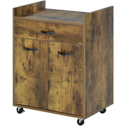 Carrellino da Cucina con Armadietto, Cassetto e 4 Ruote Legno Marrone - Homcom
