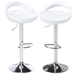 Set 2 Sgabelli Alti Girevoli con Poggiapiedi Altezza Regolabile Bianco - Homcom