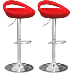 Set 2 Sgabelli Alti Girevoli con Poggiapiedi Altezza Regolabile Rosso - Homcom