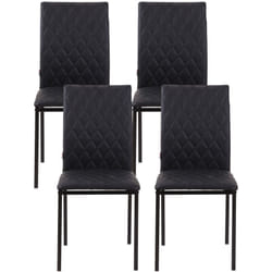 Set 4 Sedie da Cucina Moderne in Finta Pelle con Cuciture a Rombi Nero - Homcom