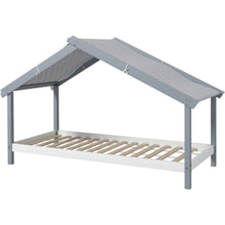 Letto per Bambini a Forma di Casetta in Legno con 15 Doghe Grigio - Homcom
