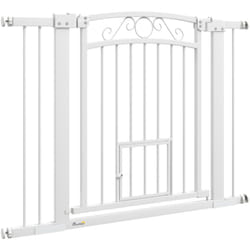 Pawhut - Cancelletto per Cani Regolabile con Estensioni 76-104x77cm Bianco